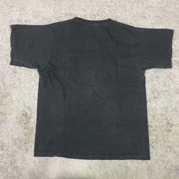 VINTAGE Jesus Tee Shirt Mens Large Black Relax God is in Control Embroidered - Picture 8 of 9